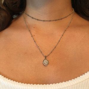 White Diamond Double Chain Golden Dainty Necklace